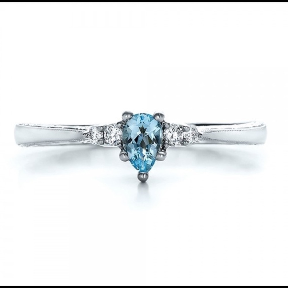 Stamped .925 Sterling Silver Aquamarine Ring